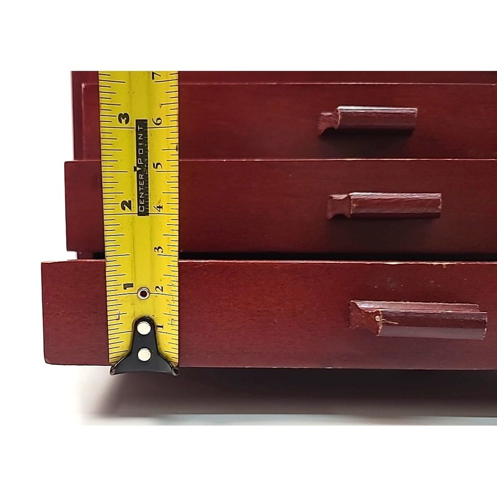 Vintage Small Wooden‎ Jewelry Chest of 3 Drawers - Picture 12 of 16